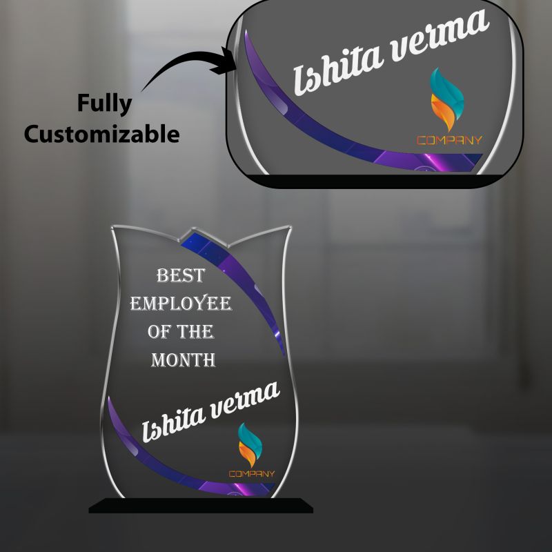 Personalized Best Employee of The Month Award Custom Acrylic Trophy with Name  Unique Recognition Gift for Staff and Coworkers Employee Achievement Award